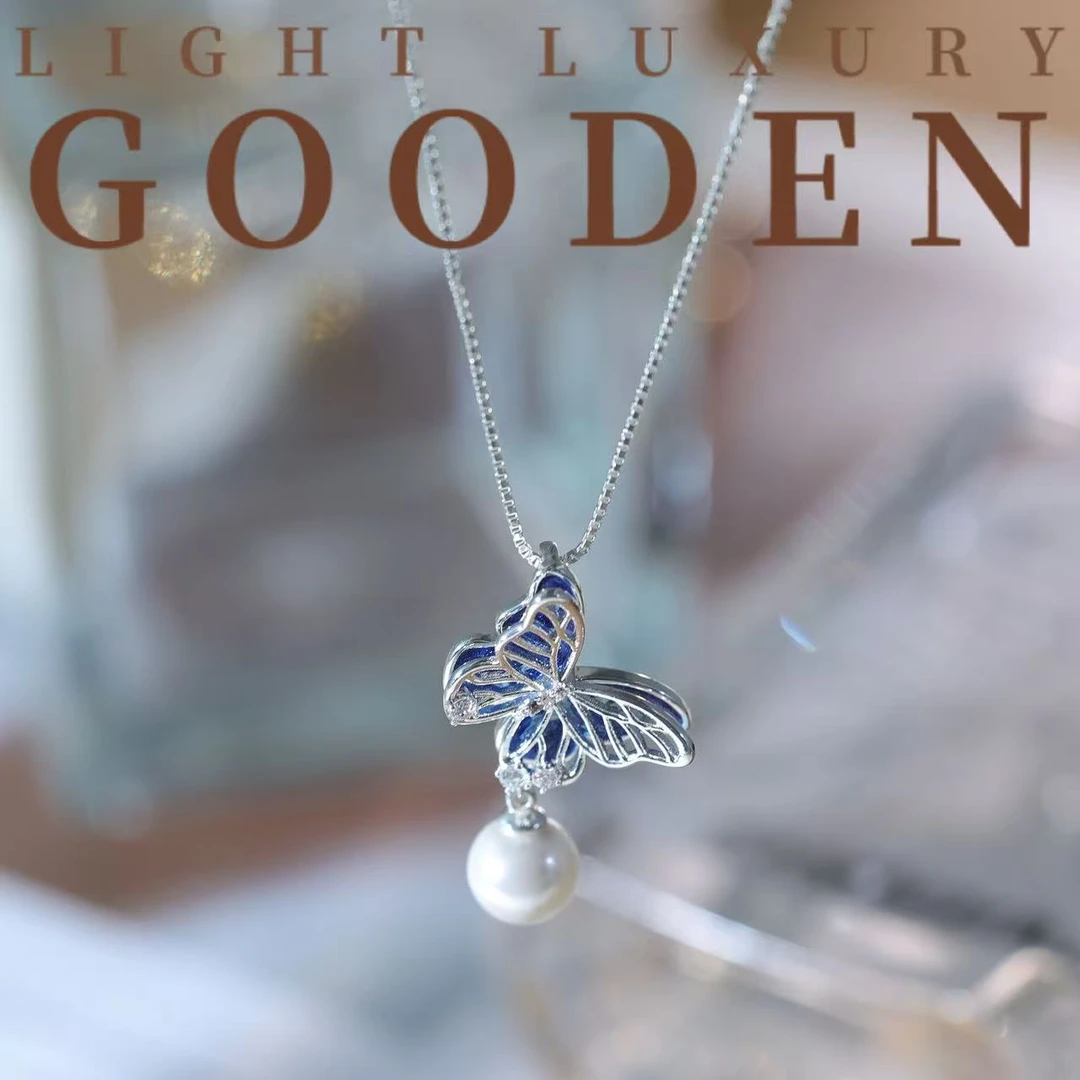 铜合金项链 Gooden岛家【蓝幻蝴蝶】小众设计春夏新款时尚项链