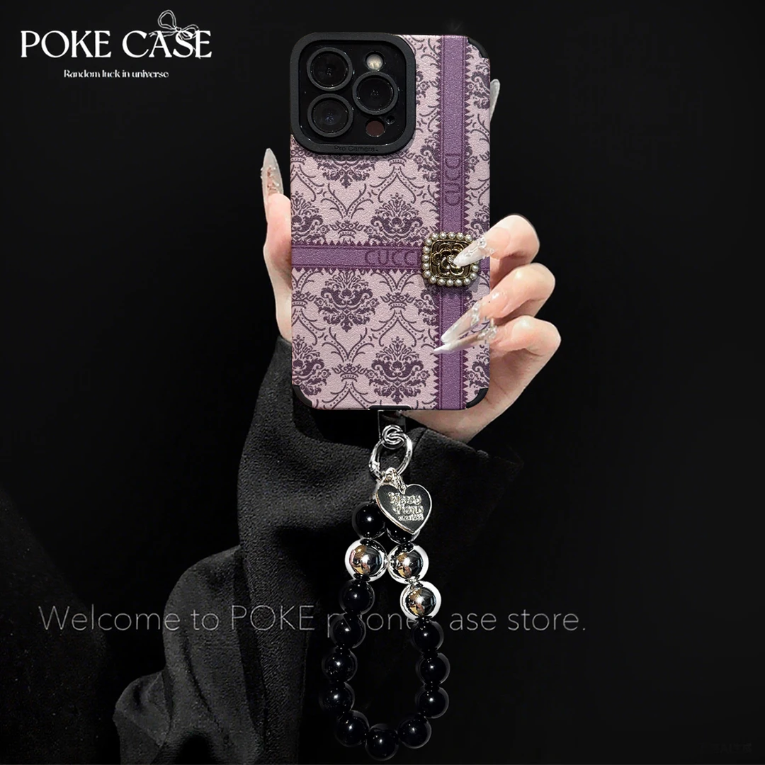 轻奢瞳眼小羊皮紫色风韵适用苹果13华为vivo小米oppo手链手机壳女