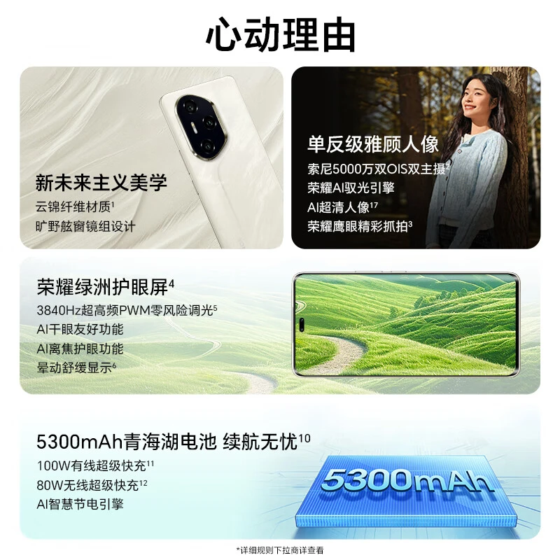 荣耀300 Pro 单反级雅顾人像 荣耀绿洲护眼屏 5G AI 新款 拍照手机手机小时达