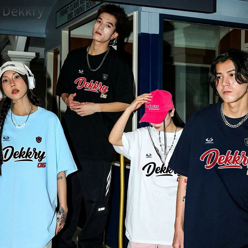 Dekkry短袖青少年夏季T恤圆领秋冬上衣美式慵懒风韩版宽松秋季