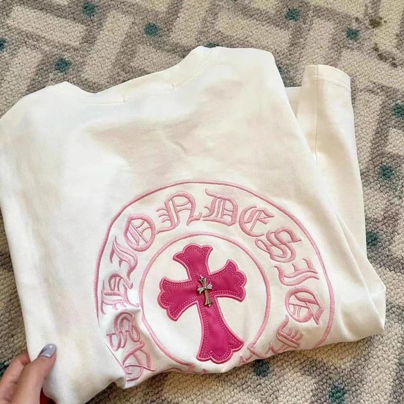 大码美式潮流贴布绣十字架宽松短袖T恤夏季新款纯棉时尚百搭上衣