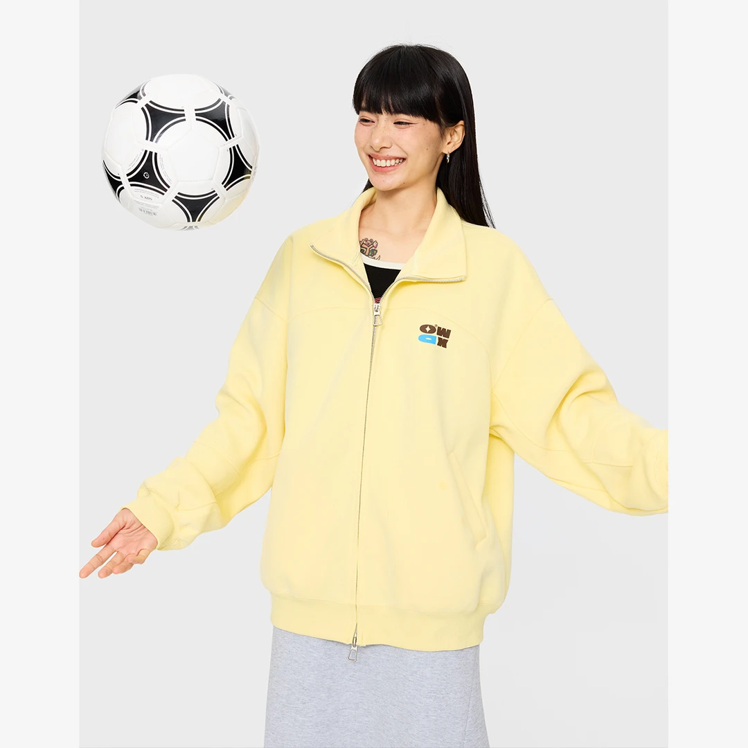 OWOX 纯色简约基础款双开拉链运动开衫外套男女春秋情侣休闲卫衣