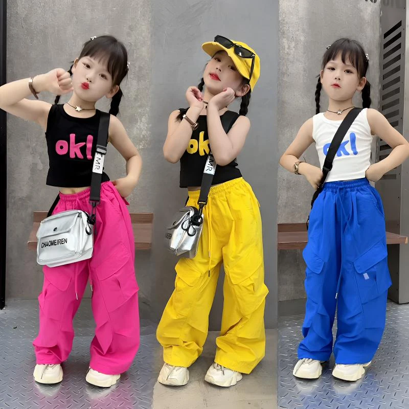 女童夏装2025新款中大童多巴胺炸街穿搭夏季薄款背心工装裤套装潮