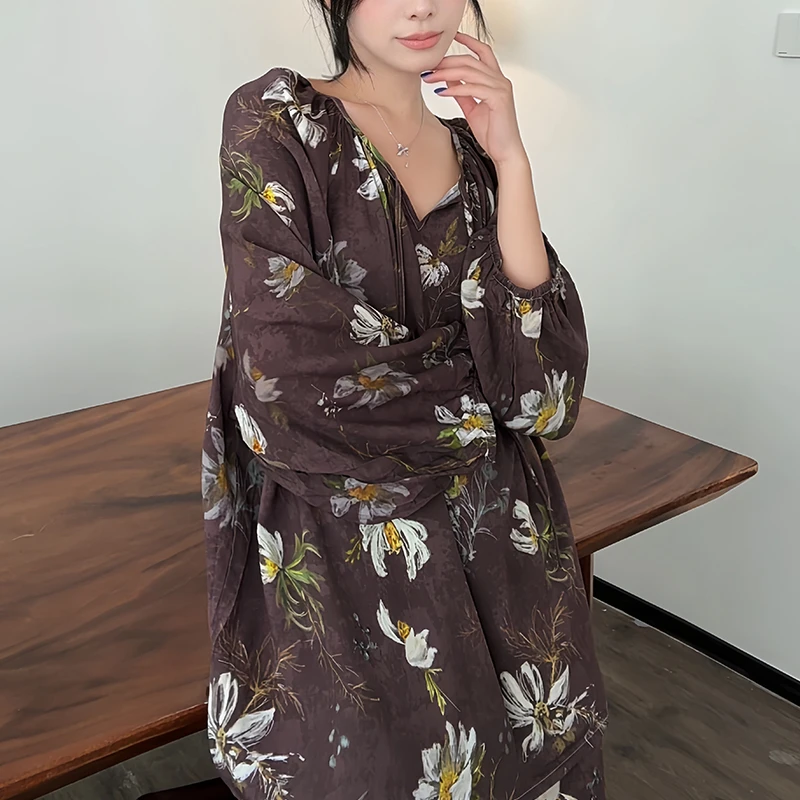 【2025秋季上新】棉绸套头睡衣女套装睡衣慵懒风空调服国风版家居服