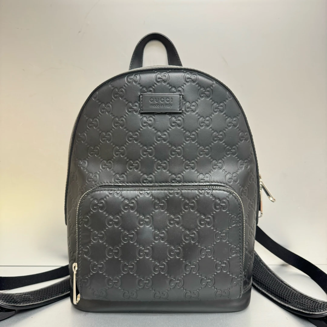 99新 GUCCI/古驰 gucci黑色双肩包 98新