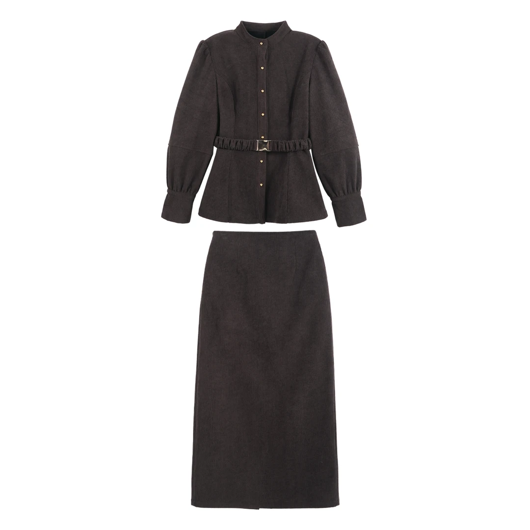 2025冬季女士休闲风上衣半身裙时尚套装HBZW800207