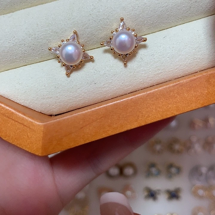 合金淡水珍珠耳饰