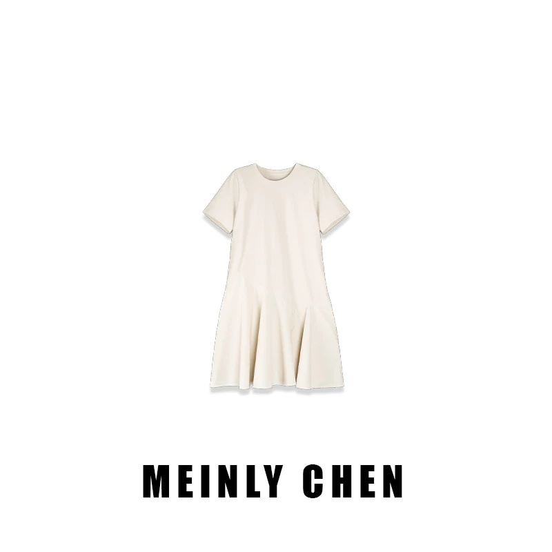 【MEINLY  CHEN】高端设计师款时尚休闲夏季气质圆领连衣裙8250289