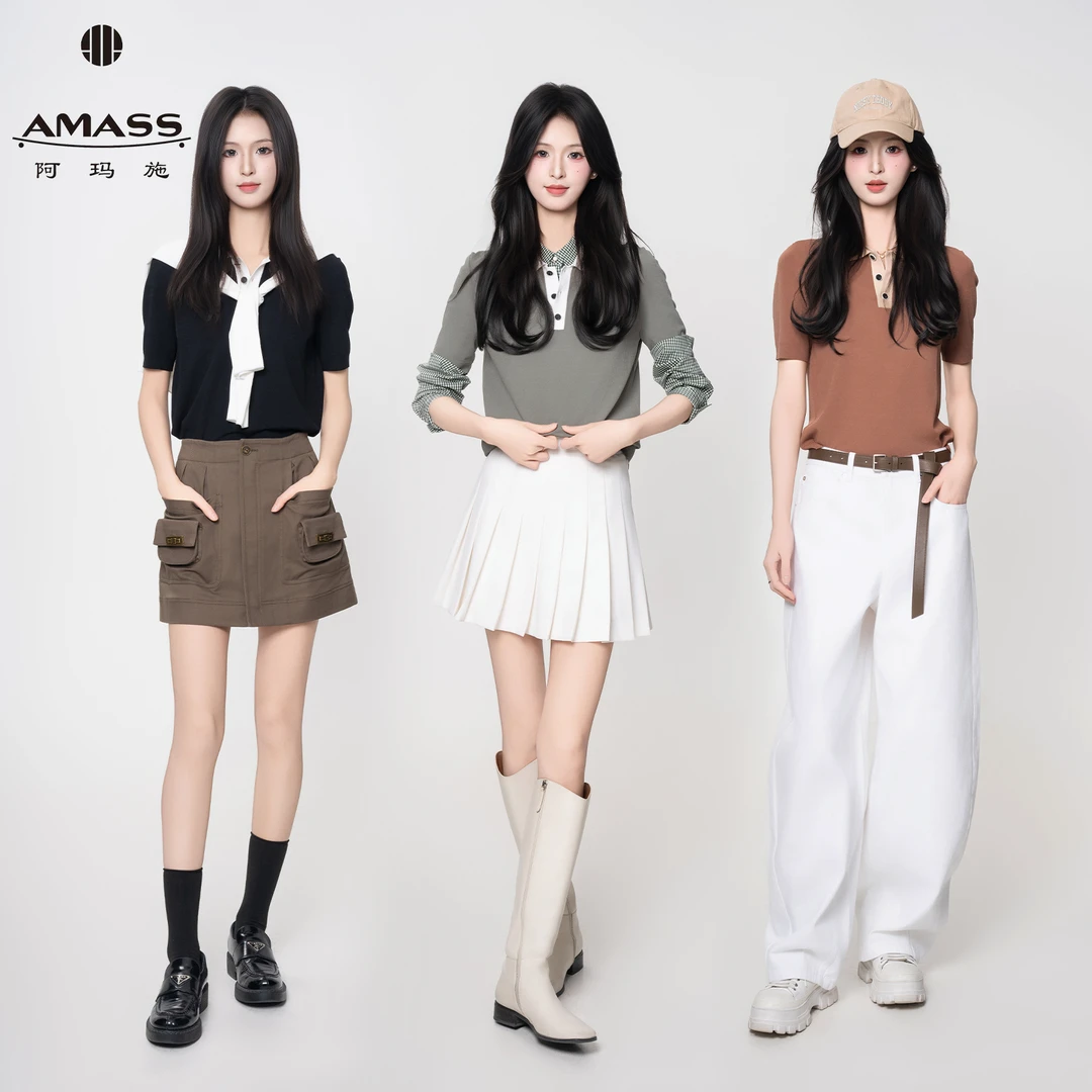 AMASS/阿玛施春夏新款经典POLO领短袖休闲百搭针织T恤女 5399689