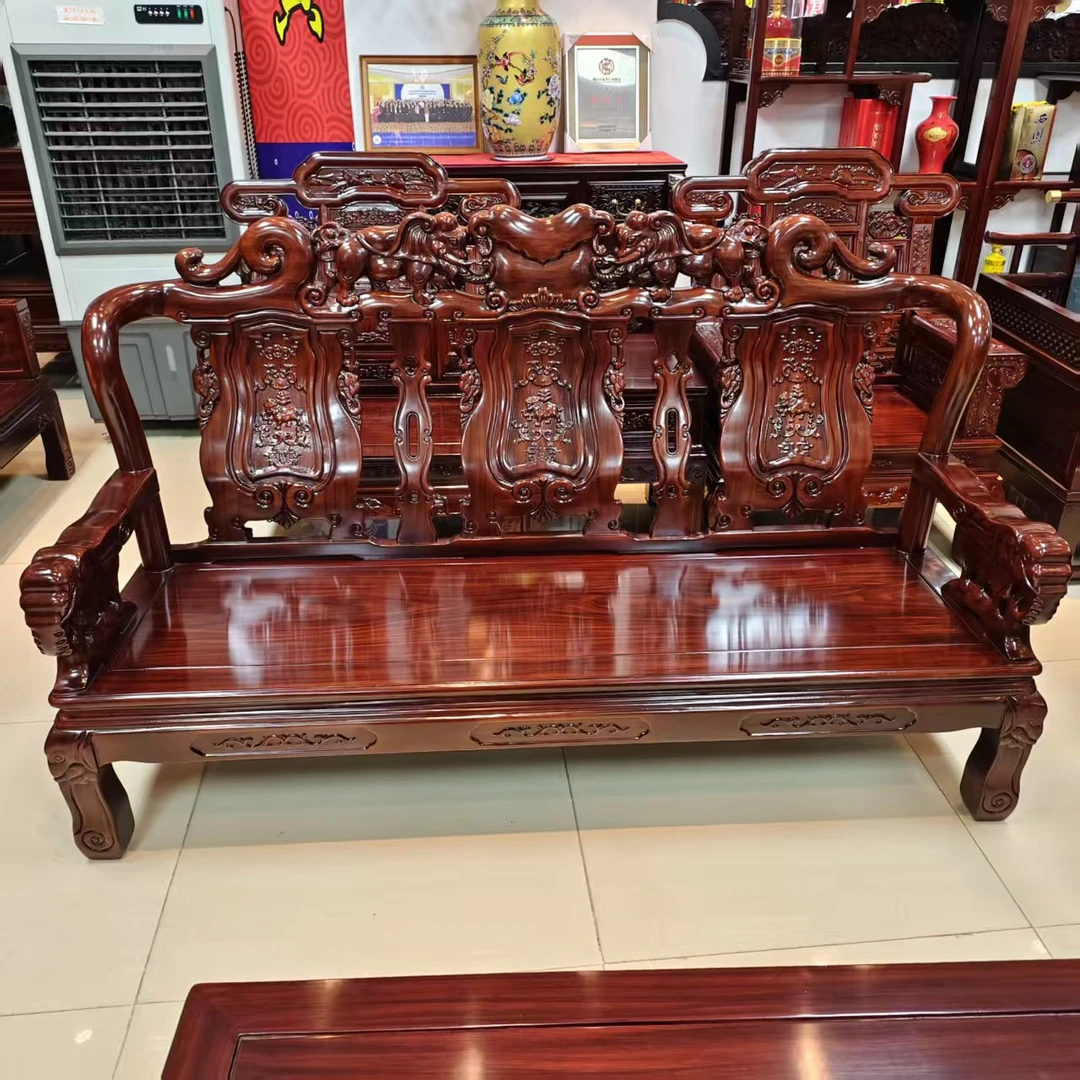 酸枝木 大象头三人位尺寸：长188宽62坐高39背高112