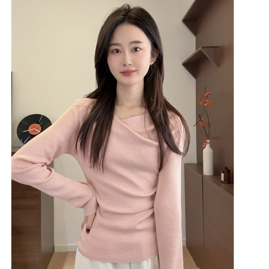 气质氛围感气质短款百搭显瘦时尚针织打底长袖毛衣打底毛衣K2-68