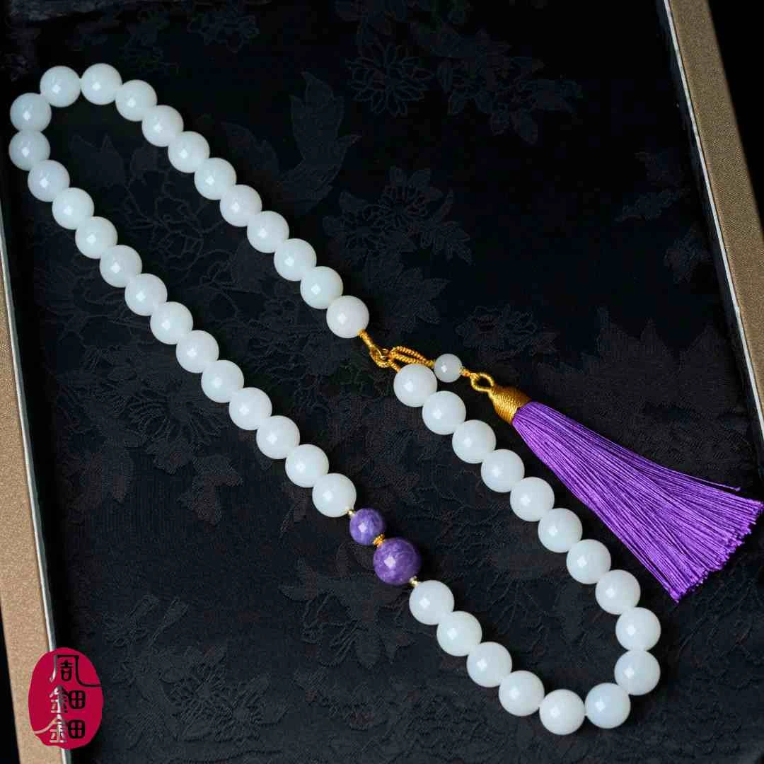 【周钿钿®】|仙才叹|严选新疆羊脂白玉紫龙晶18k金项链