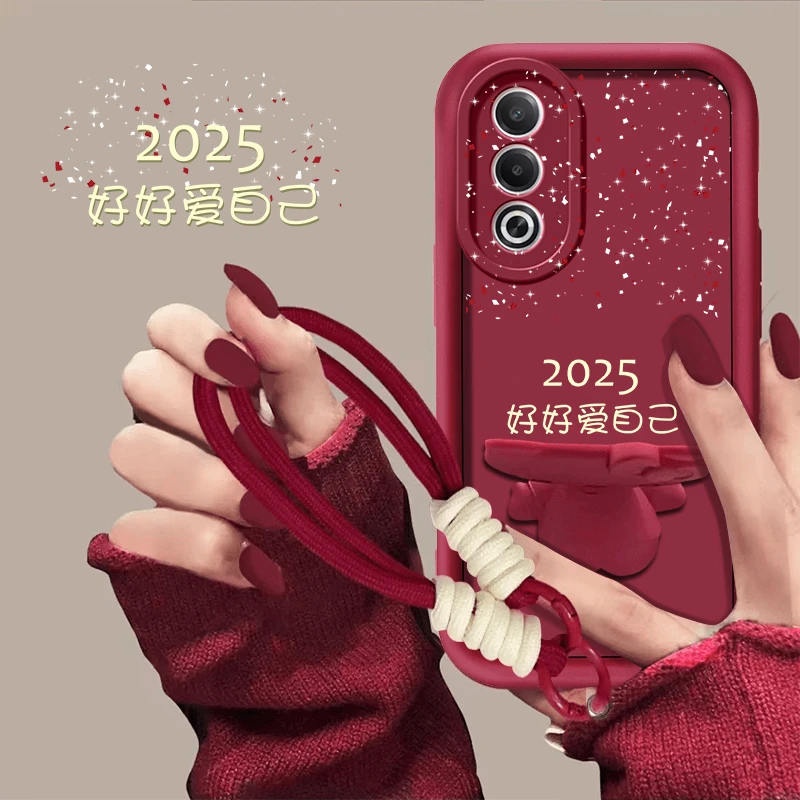 适用【oppoA3活力版】2025好好爱自己补妆镜支架手机壳全包防摔女款