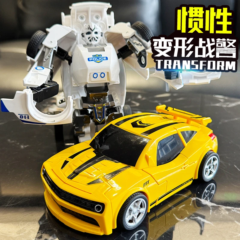 儿童益智力玩具汽车宝宝变形机器人惯性车男孩子跑车战警赛车模型