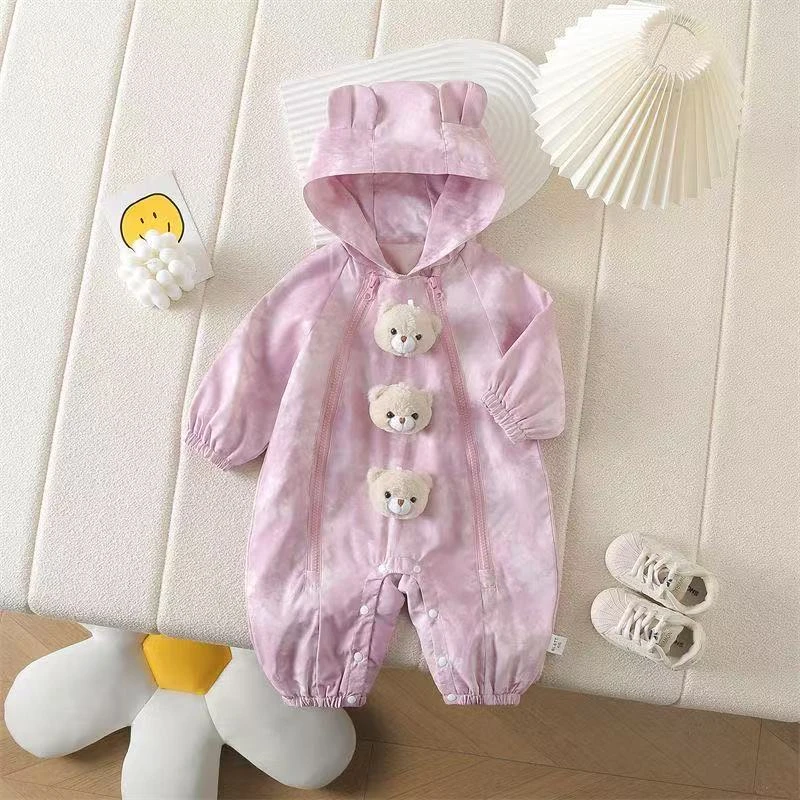 婴儿衣服春装新生儿女宝宝春秋季连体衣幼儿款冲锋衣外出哈衣爬服