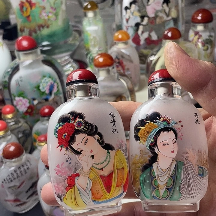 酷***龙有机玻璃内画鼻烟壶四大美人
