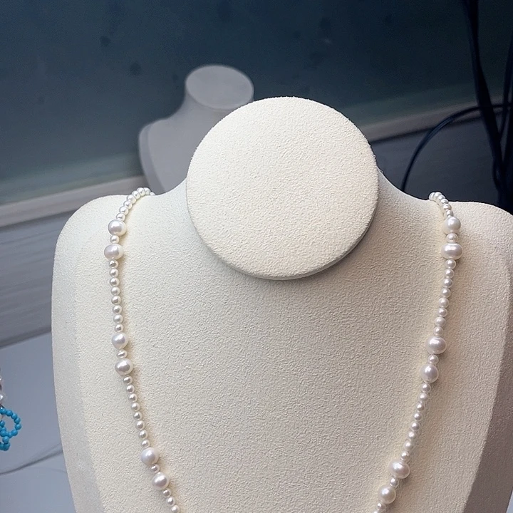 毛衣链银S925镶嵌淡水珍珠