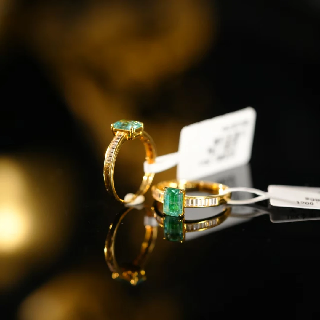 【初见珠宝】18K金祖母绿戒指14-3CH420X11【多样性发一件】