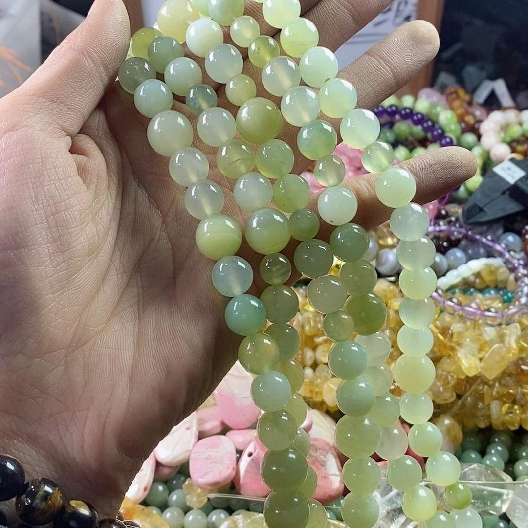 玛瑙/玉髓珠宝半成品未镶嵌一条8-10-12混珠岫玉C810