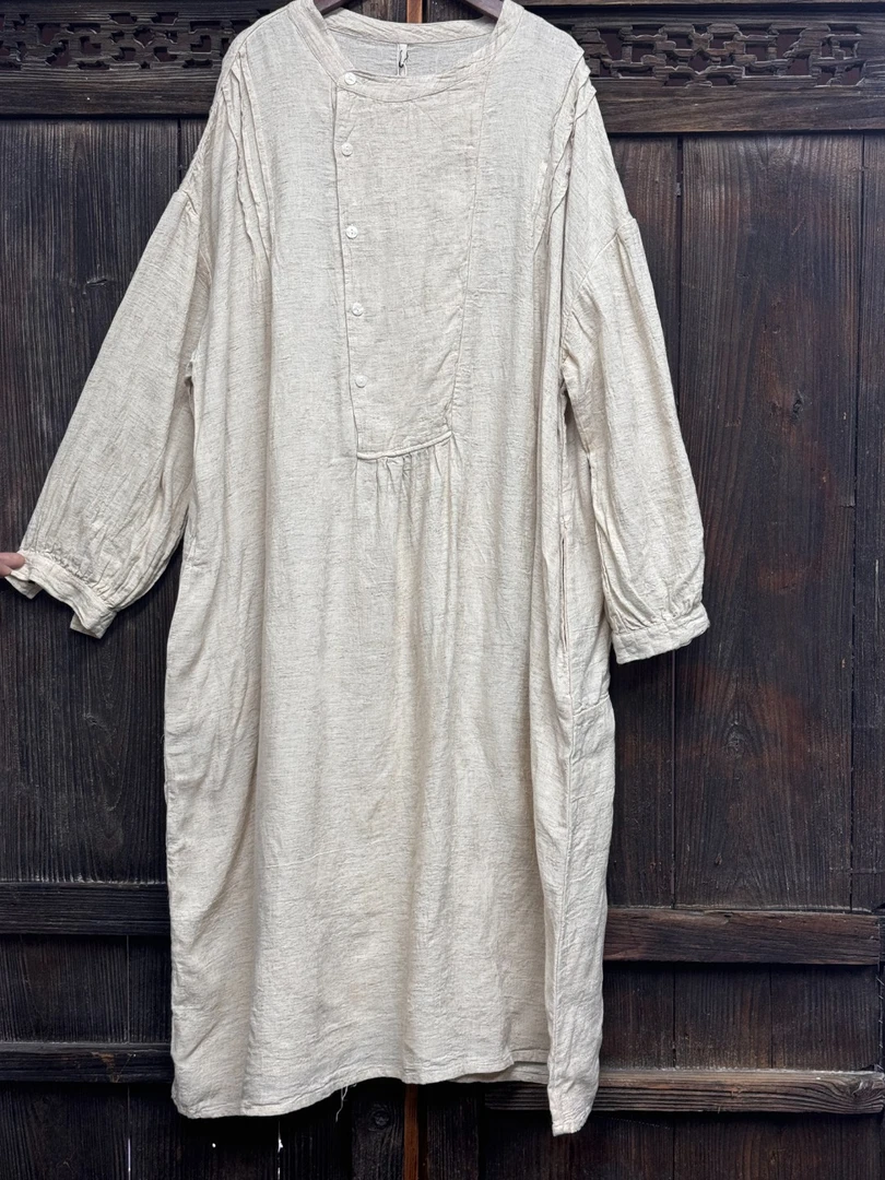 （再见时光）宽松中式时尚复古百搭休闲连衣裙