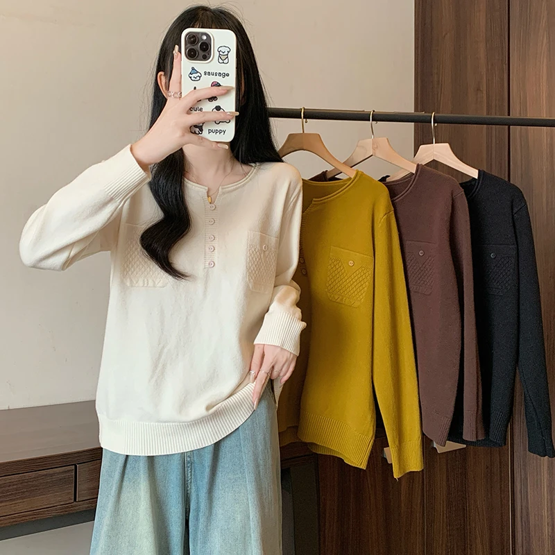 3407大码女装2024秋冬新款洋气针织衫上衣胖MM宽松显瘦毛衣打底衫