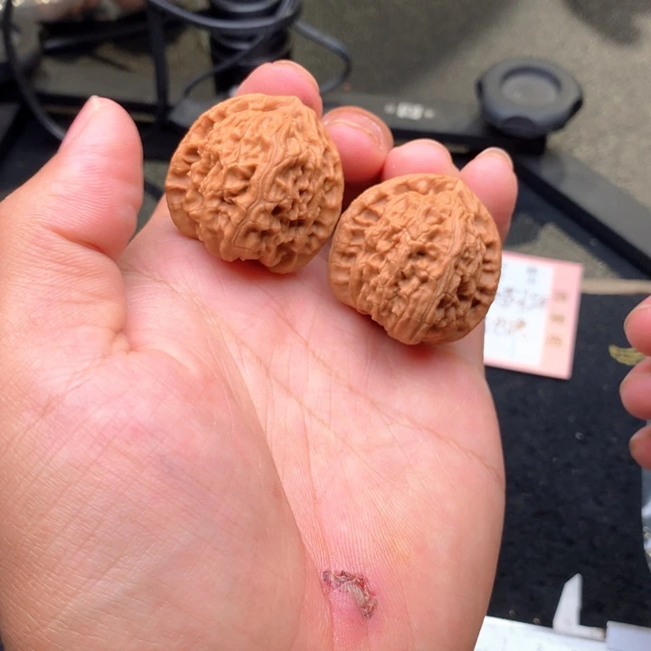 文玩核桃把件17号35全品三角白