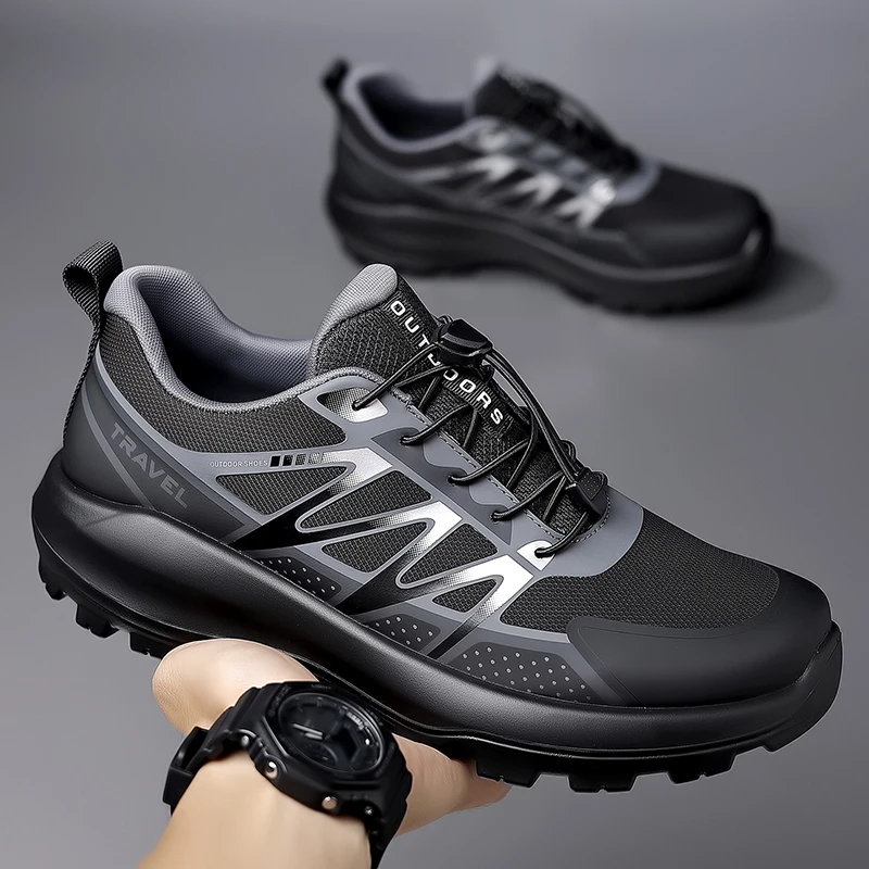 男鞋秋季户外休闲百搭轻便防滑徒步登山运动潮鞋男士跑步老爹鞋男