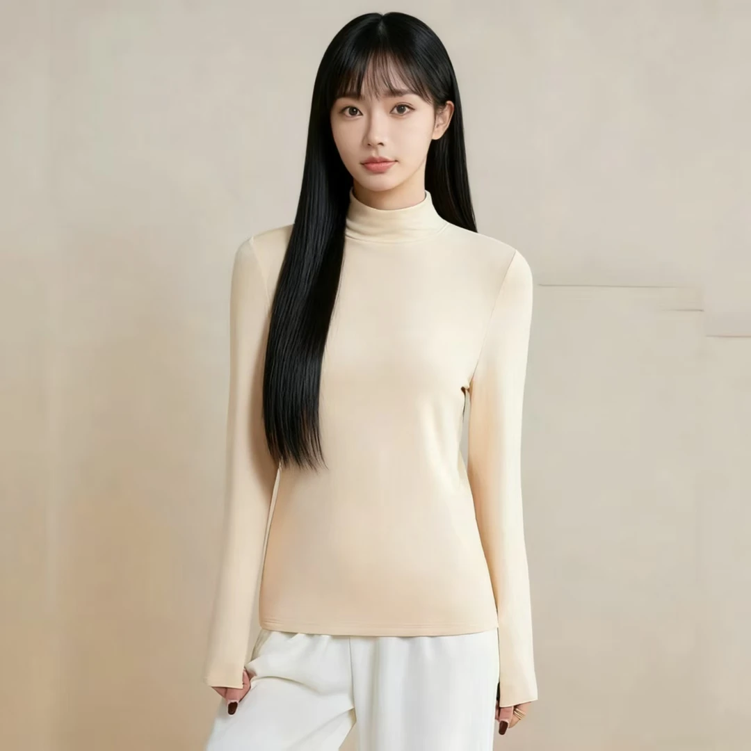 【蚕的故事】桑蚕丝女士秋冬软糯亲肤真丝拉绒半高领长袖上衣