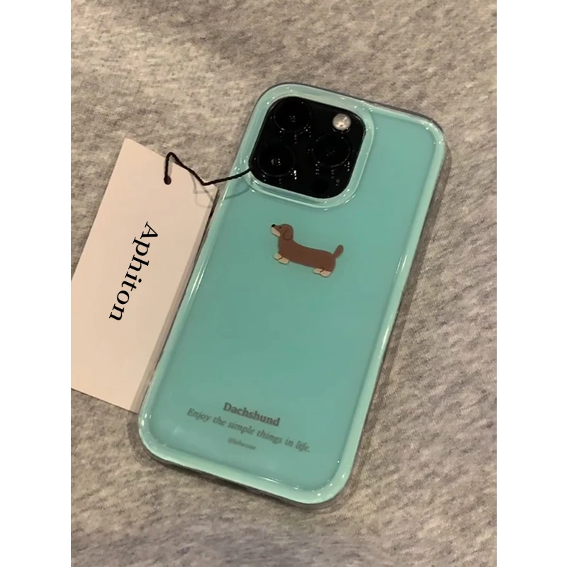 简约英文腊肠狗适用iPhone16大孔手机壳华为P70vivo小米15oppo套