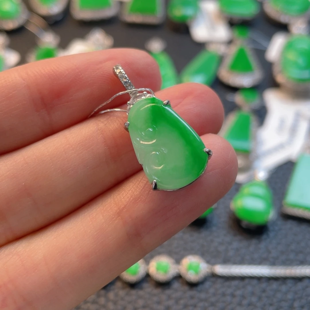 翡翠银S925镶嵌吊坠(不含链)