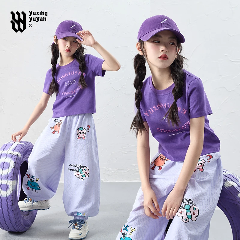 雨星雨嫣女童短袖T恤2025夏季新款中大童潮酷炸街短款超好看上衣t