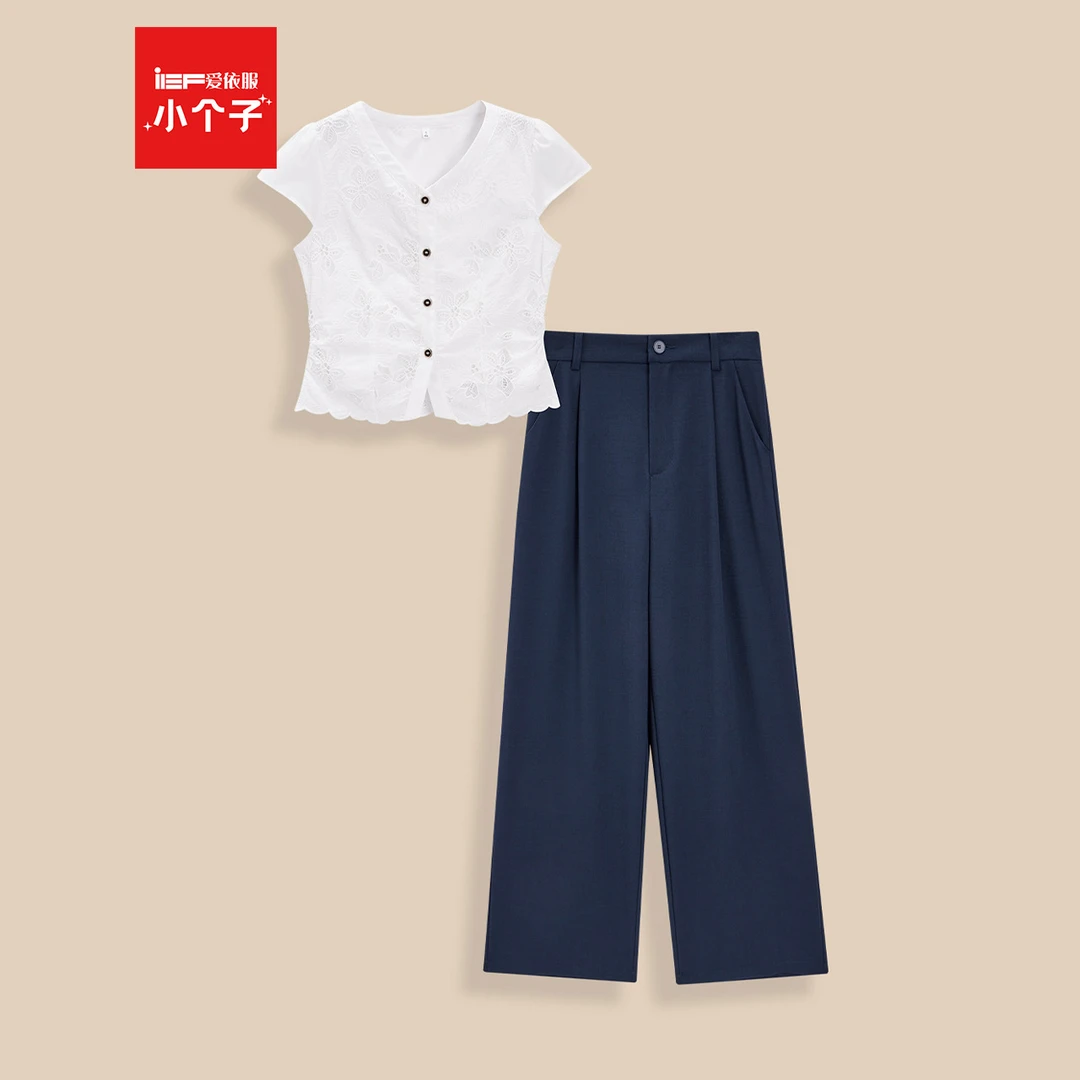 IEF/爱依服套装2025夏季新款韩版时尚休闲通勤气质蕾丝上下套裤