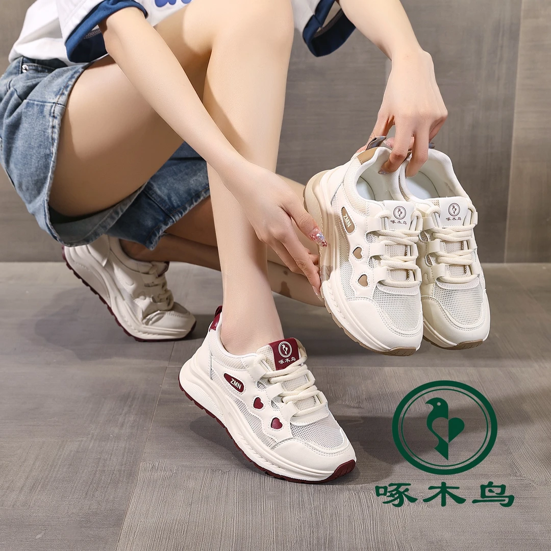休闲鞋女2025夏季新款百搭舒适显脚小单网透气运动鞋