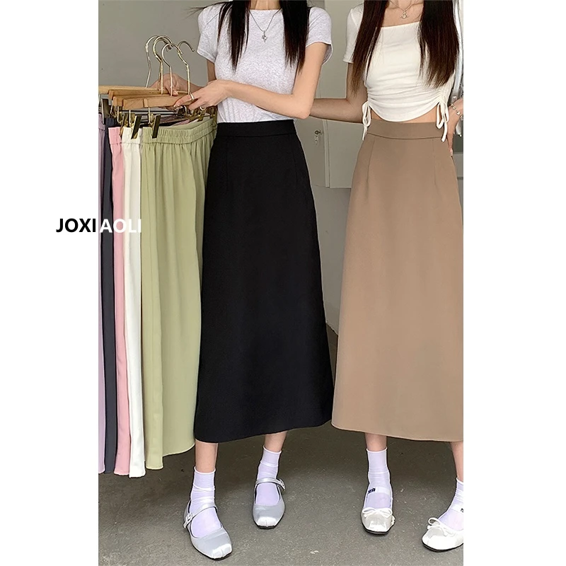 大码女装2025年夏季遮肚子西装半身裙胖mm高腰显瘦中长款a字长裙