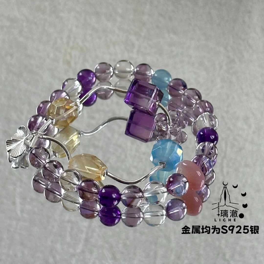【紫府福凝·智慧】天然巴西紫水晶 S925银 手链  原创设计款