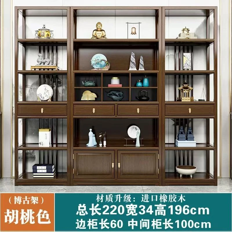 2.2米博古架落地玄关隔断。办公室茶室茶架子背景屏风一体置物架