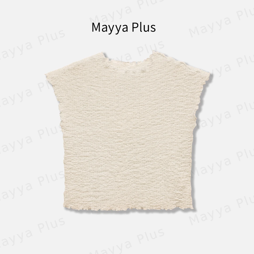 【泡泡褶】Mayya Plus麦芽定制肌理感天丝无袖T恤夏季上衣32528575