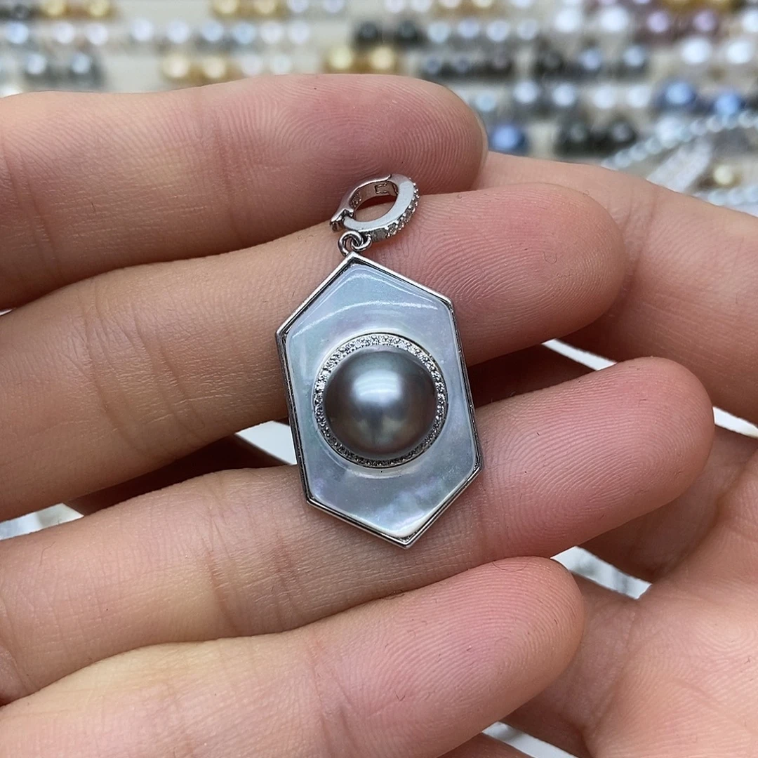 吊坠(不含链)海水珍珠银S925镶嵌