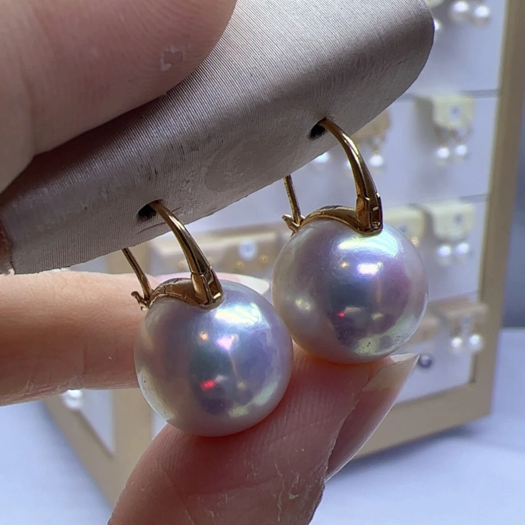 18K金镶嵌淡水珍珠耳饰