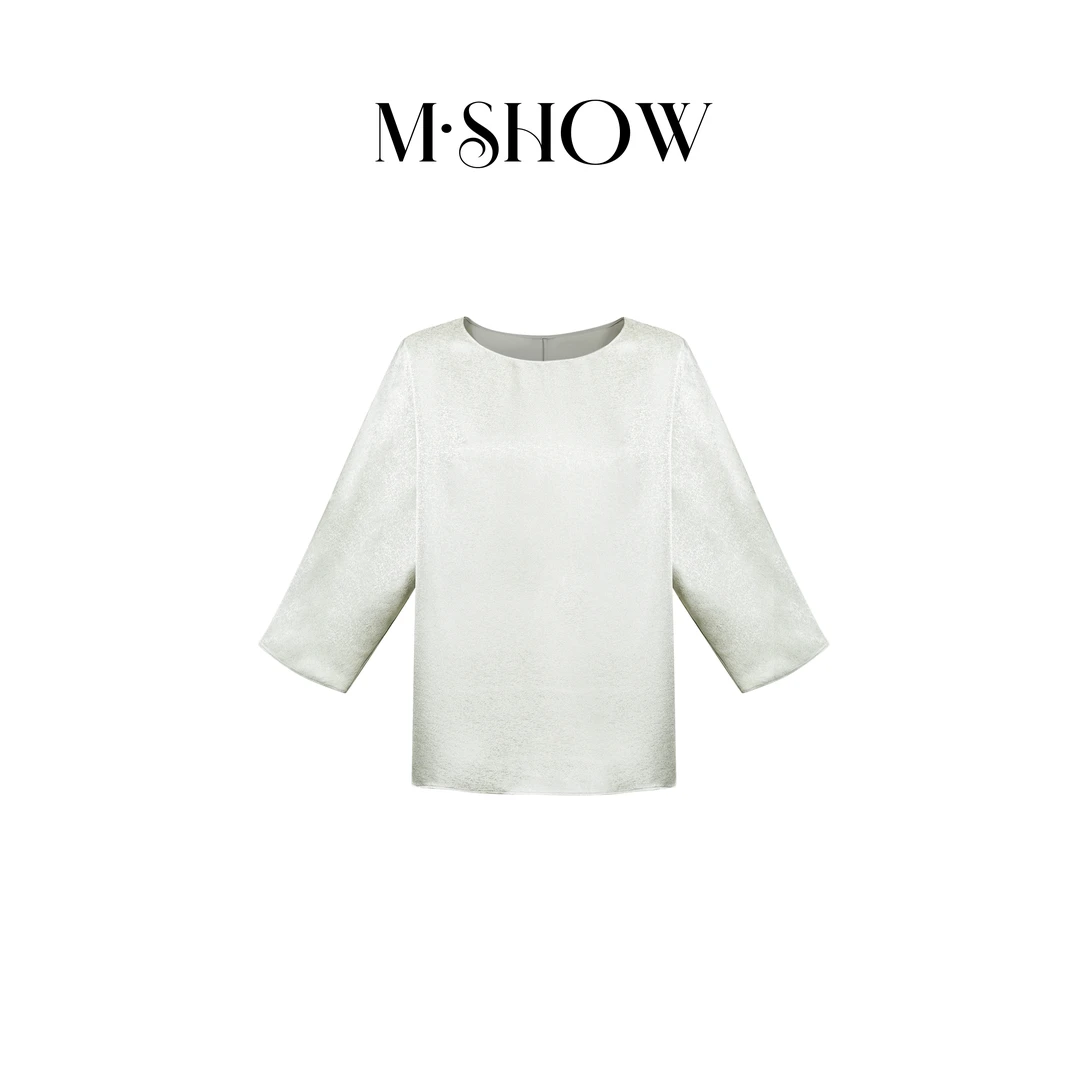 【重磅真丝】100%桑蚕丝22姆米桑波缎圆领时尚女士真丝上衣5170C