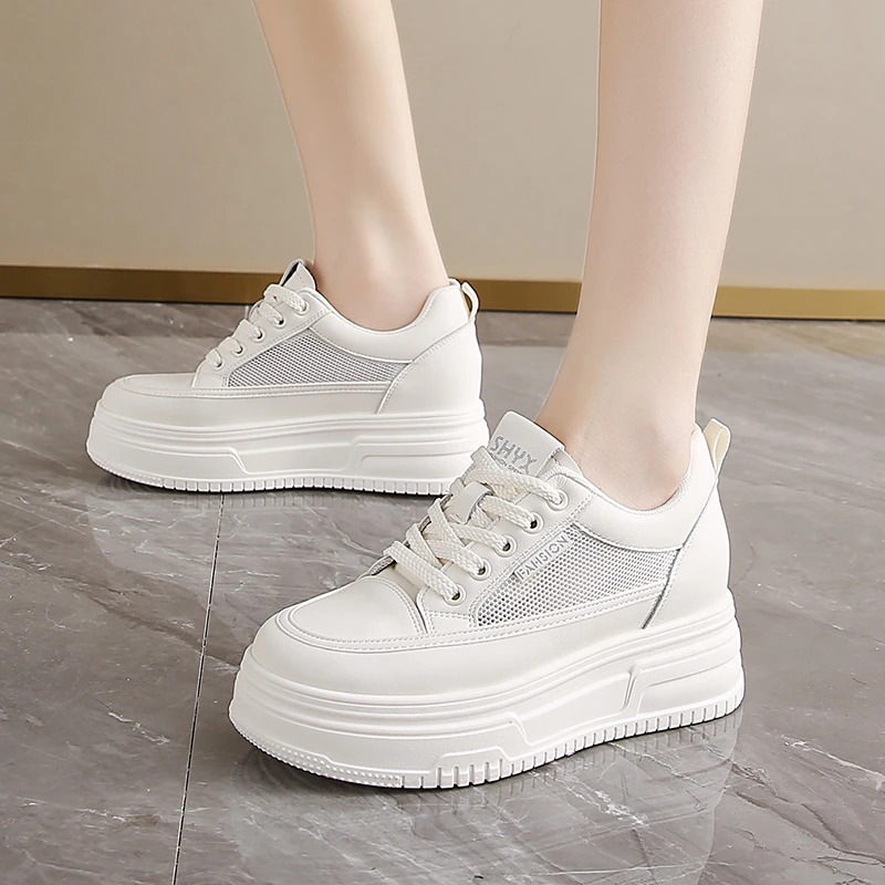 新款内增高6公分网面透气小白鞋轻便休闲厚底时尚春秋百搭运动