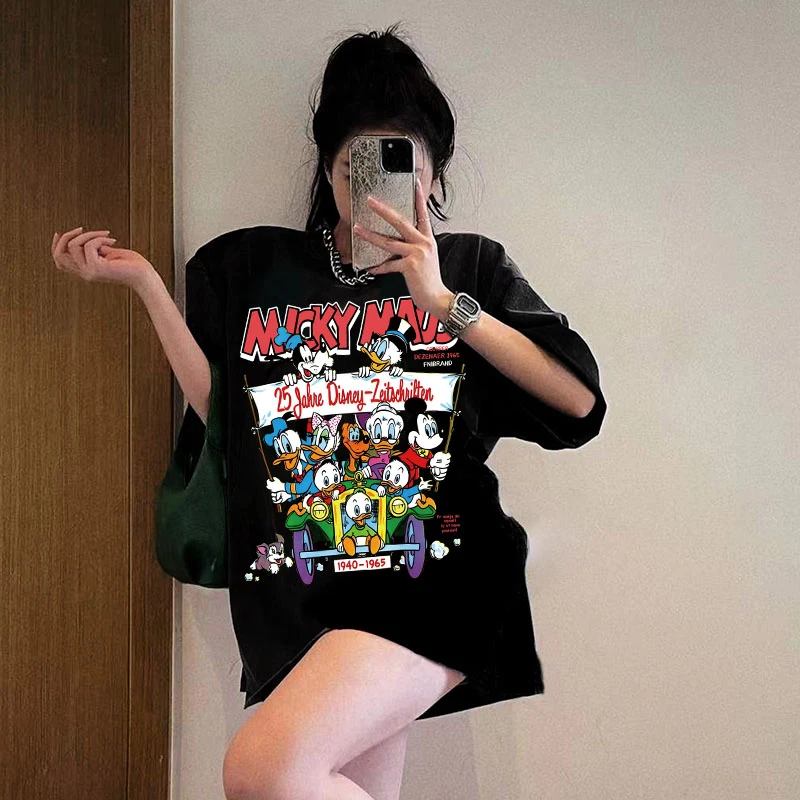 港风ins米奇图案潮牌百搭卡通印花短袖T恤宽松情侣半袖ins休闲风