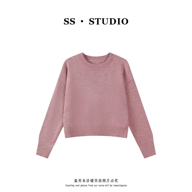 【SUSU】秋冬款气质减龄圆领针织衫休闲百搭长袖套头毛衣SS-5932