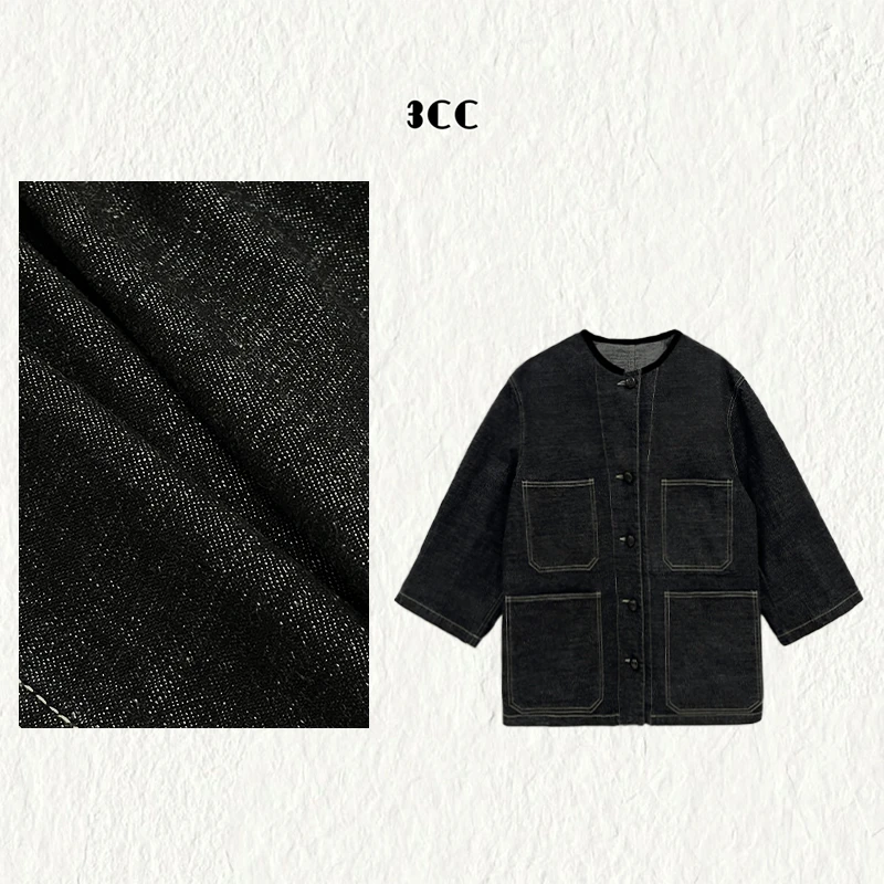 3CC【伦敦老钱】复古重工水洗牛仔外套大口袋设计【15%麻】混纺8881