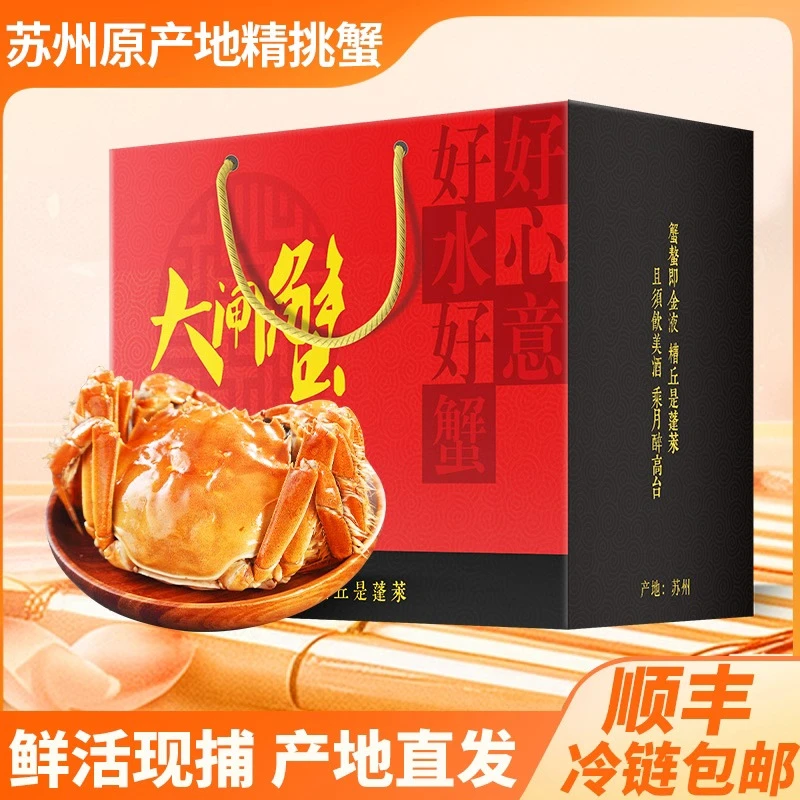 【活蟹】现货全母蟹2.5两8只 大闸蟹礼盒装 团购顺丰包邮