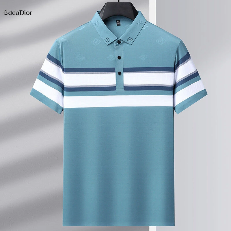 Edda Dior法国轻奢品牌短袖翻领T恤polo衫男新款冰丝透气凉感上衣