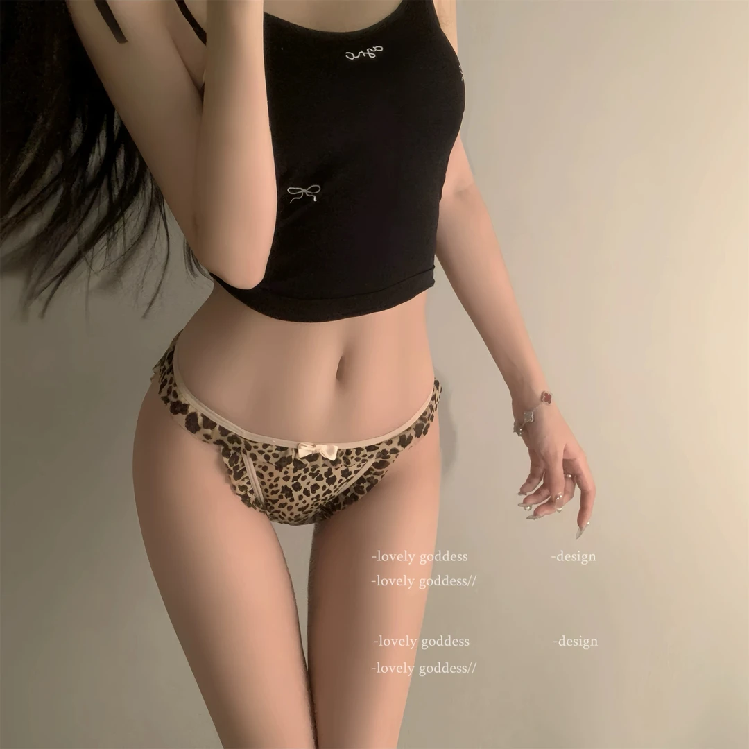 大美*低腰性感豹纹内裤女生甜美萝莉纯欲提臀蝴蝶结三角裤女裤