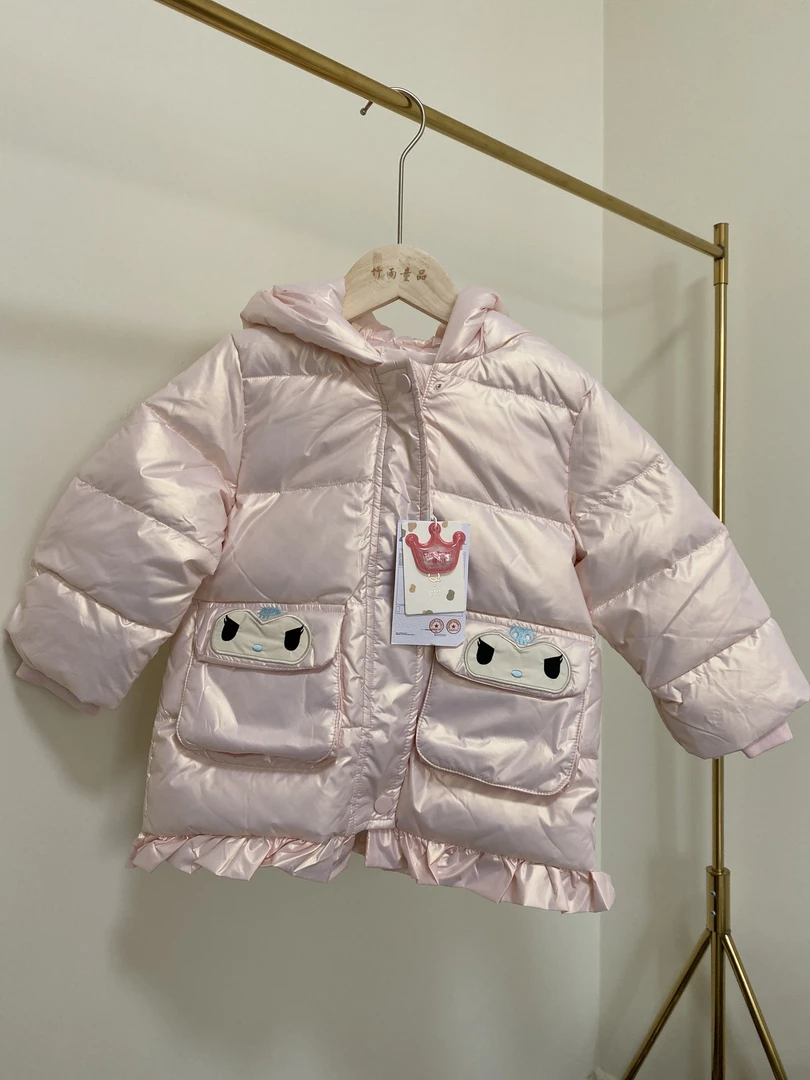 橙小七羽绒服中长款女宝冬天外出服保暖服男童卡通羽绒外套加厚款