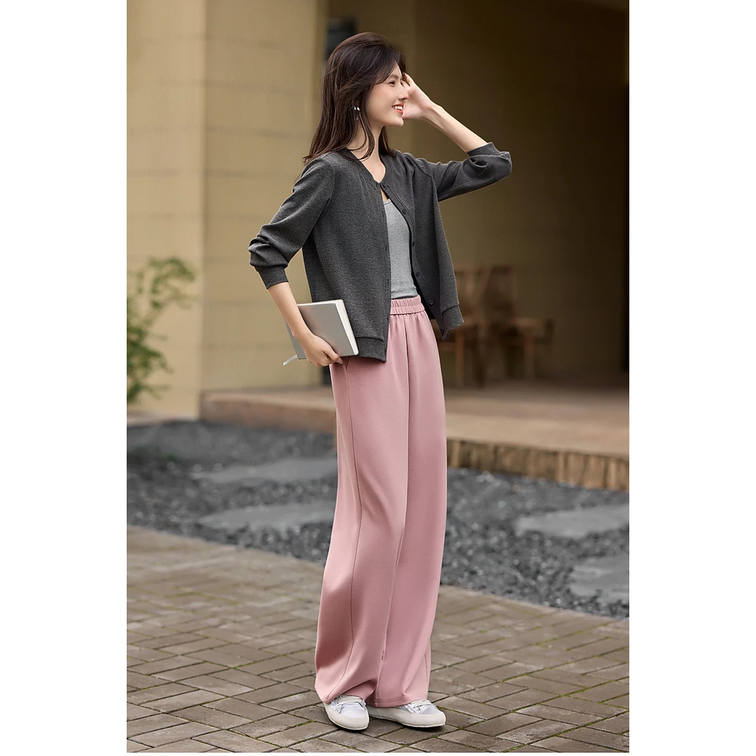 刺绣针织套装2025夏秋季新款时尚百搭针织衫休闲裤懒人套装