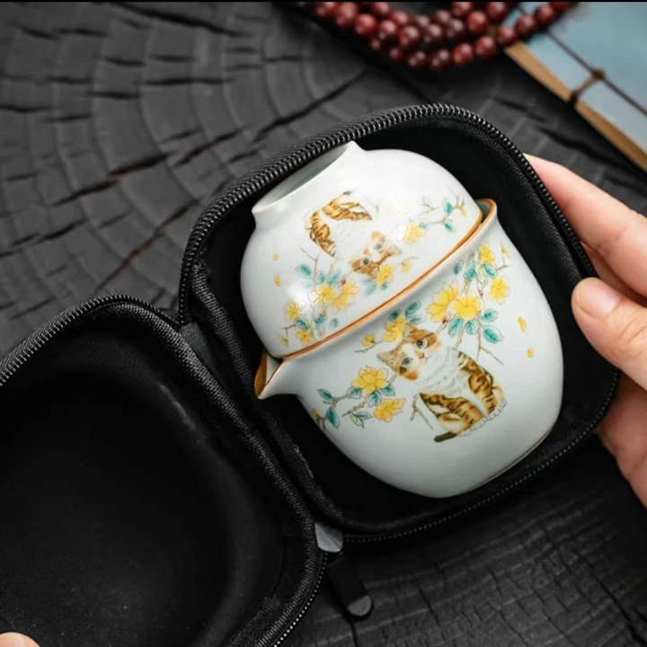 B022汝窑（猫咪）旅行茶具
